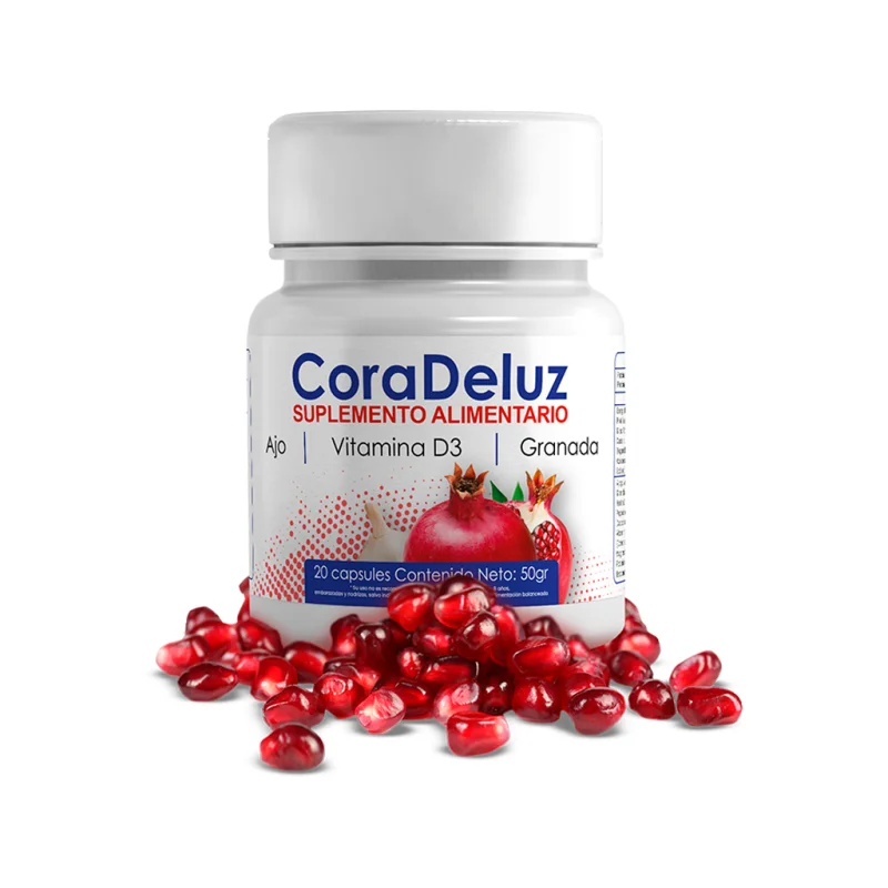 Coradeluz — envase con granada, bienestar cardiovascular